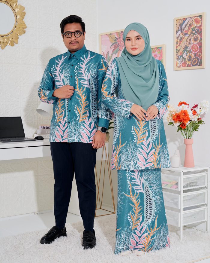 Baju Kurung Moden Batik Sultanah 3.0 - Sakti Teal Tiffany - Image 6