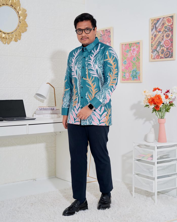 Baju Kemeja Batik Sultan 3.0 - Sakti Teal Tiffany - Image 2