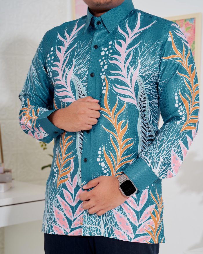 Baju Kemeja Batik Sultan 3.0 - Sakti Teal Tiffany - Image 5