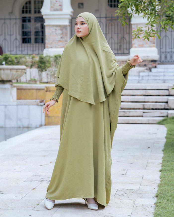 Abaya Kaftan Reyfa - Pickle Olive - Image 3