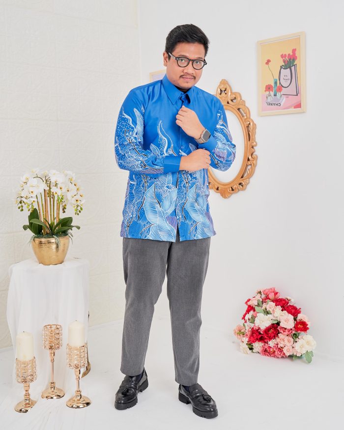 Baju Kemeja Batik Sultan 4.0 - Akasia Cobalt Blue