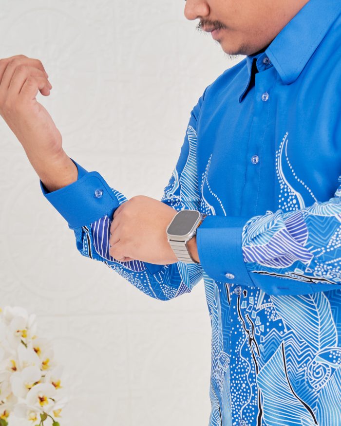 Baju Kemeja Batik Sultan 4.0 - Akasia Cobalt Blue - Image 3