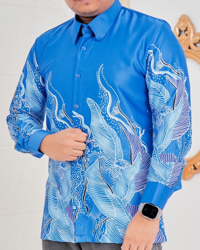 Baju Kemeja Batik Sultan 4.0 - Akasia Cobalt Blue - Image 4