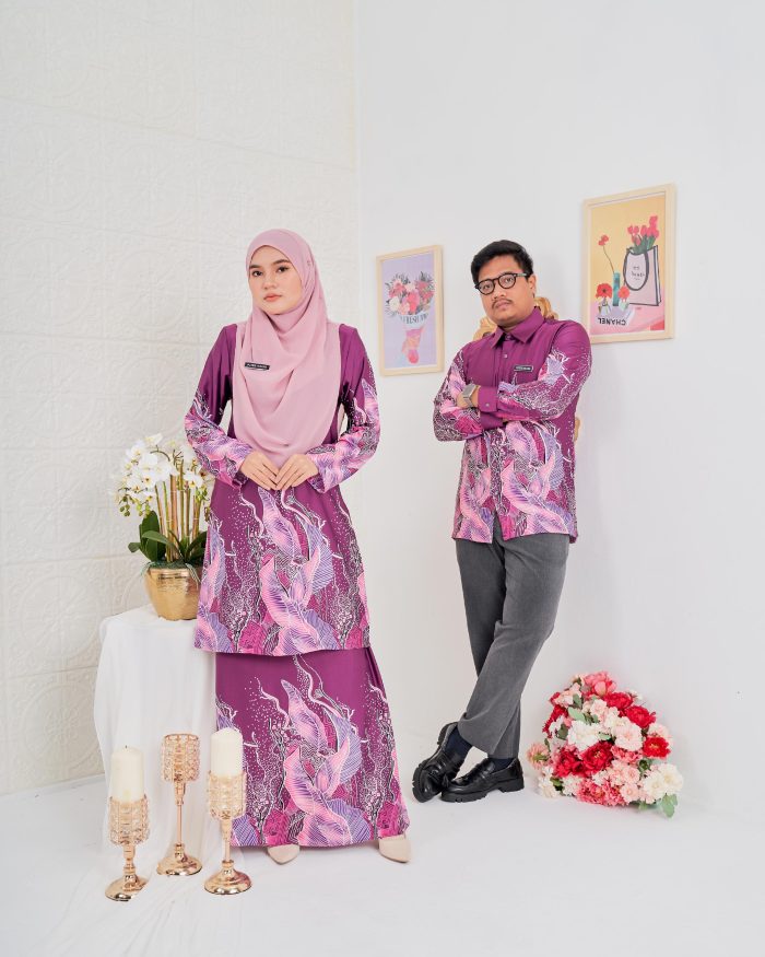 Baju Kurung Moden Batik Sultanah 4.0 - Akasia Purple Orchid - Image 5