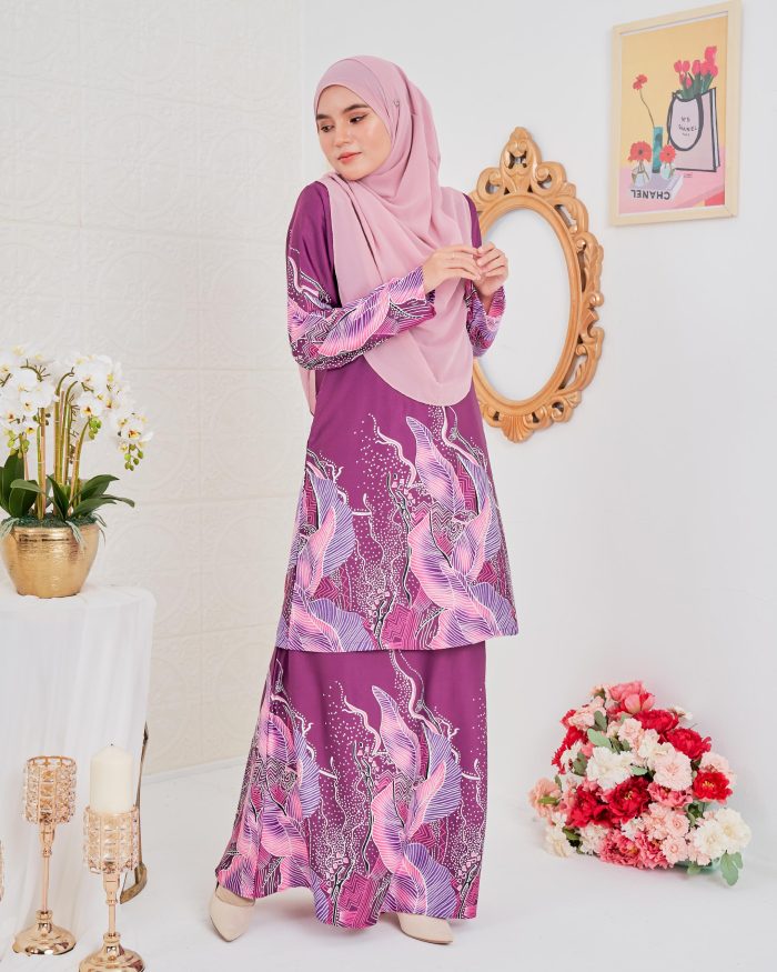 Baju Kurung Moden Batik Sultanah 4.0 - Akasia Purple Orchid