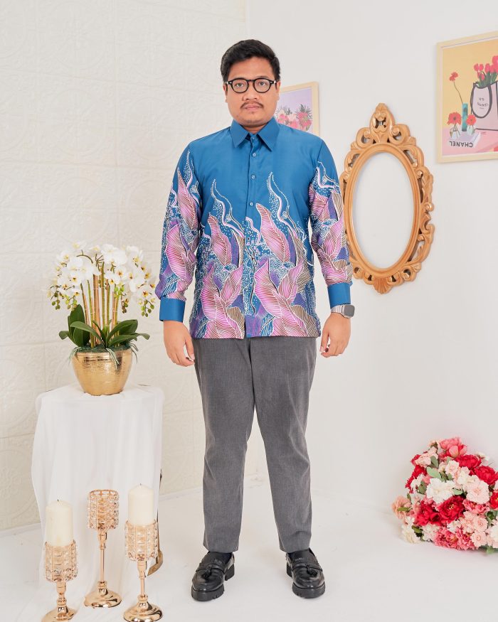 Baju Kemeja Batik Sultan 4.0 - Akasia Turquoise Cyan - Image 3