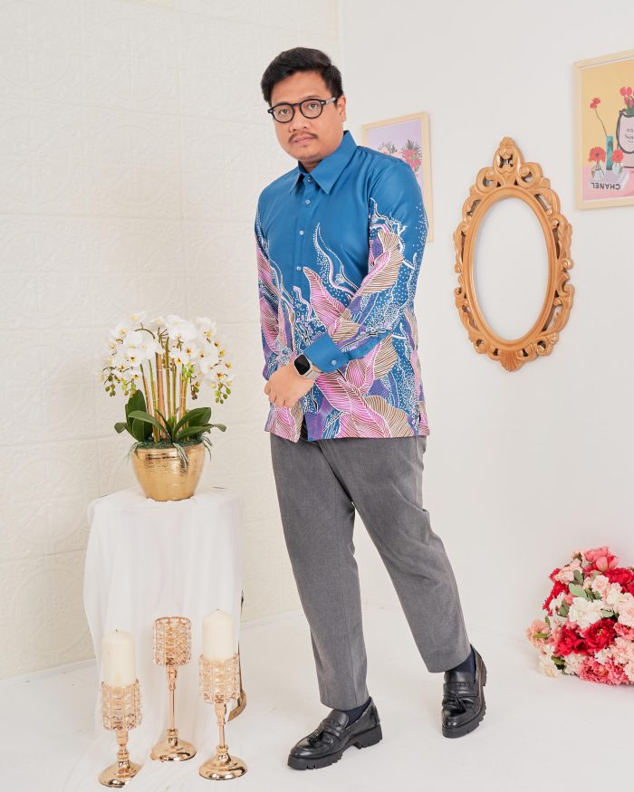 Baju Kemeja Batik Sultan 4.0 - Akasia Turquoise Cyan - Image 2