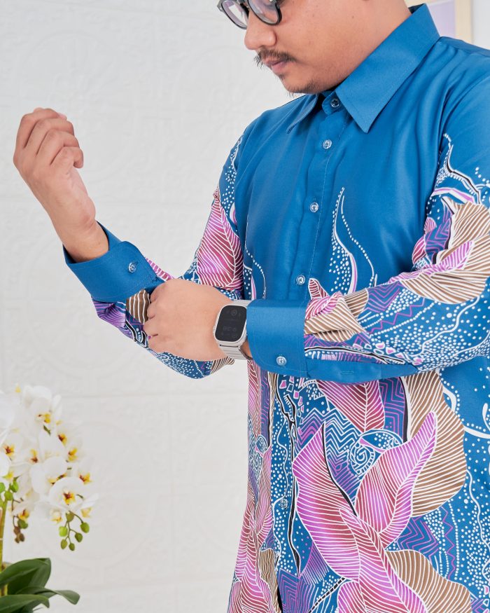 Baju Kemeja Batik Sultan 4.0 - Akasia Turquoise Cyan - Image 4