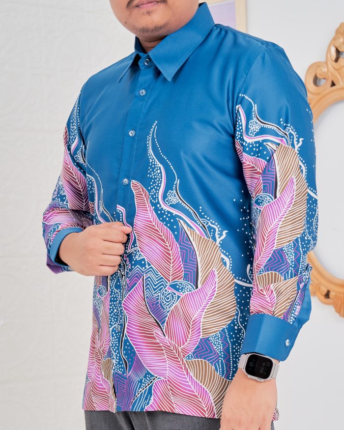 Baju Kemeja Batik Sultan 4.0 - Akasia Turquoise Cyan - Image 5