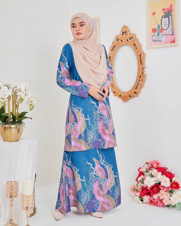 Baju Kurung Moden Batik Sultanah 4.0 - Akasia Turquoise Cyan