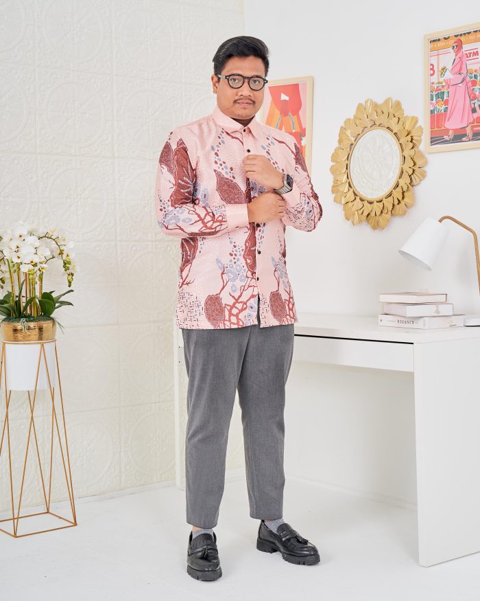 Baju Kemeja Batik Sultan 3.0 - Arjuna Light Peach - Image 3