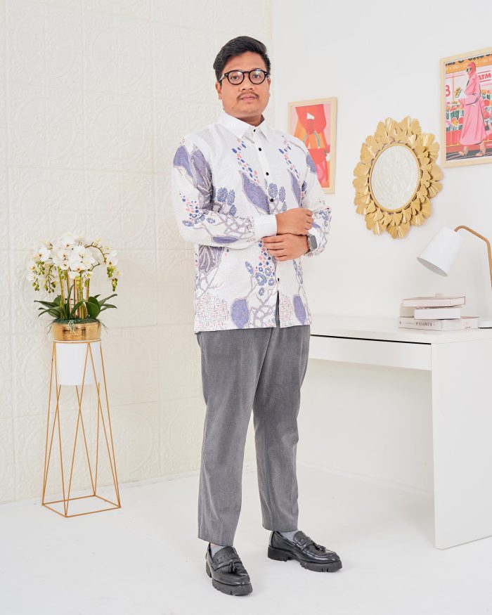 Baju Kemeja Batik Sultan 3.0 - Arjuna White Grey - Image 2