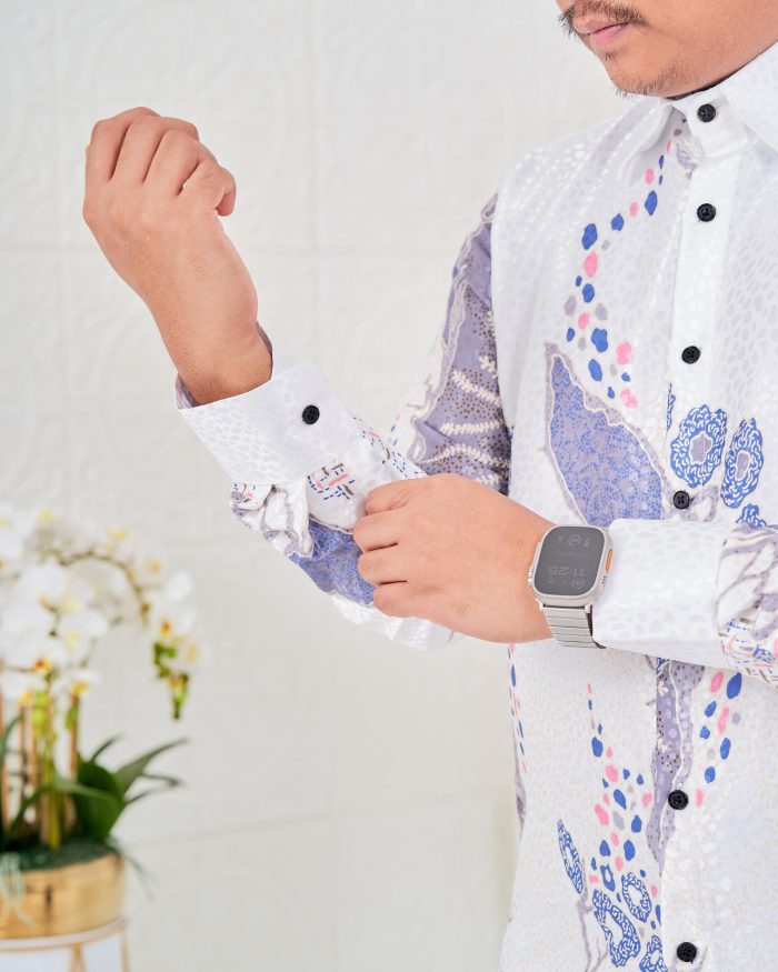 Baju Kemeja Batik Sultan 3.0 - Arjuna White Grey - Image 6