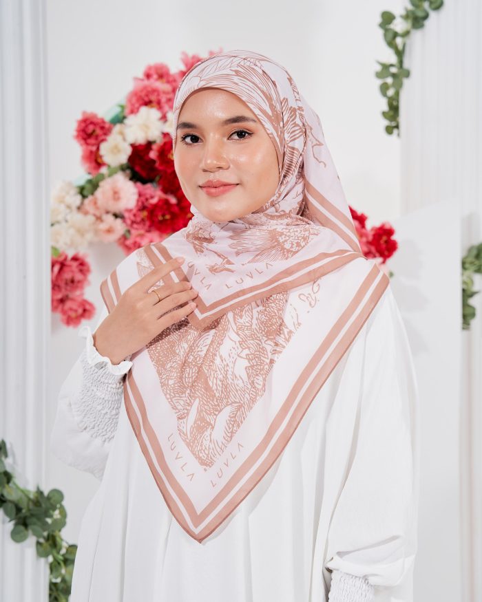 Tudung Bawal Cotton Voile Fleur - Gucci Nude - Image 2