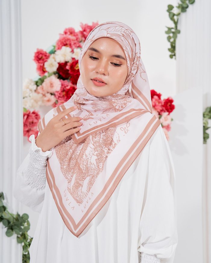 Tudung Bawal Cotton Voile Fleur - Gucci Nude