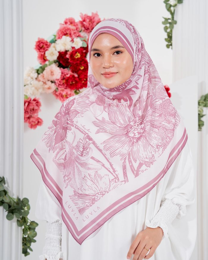 Tudung Bawal Cotton Voile Fleur - Spade Pink