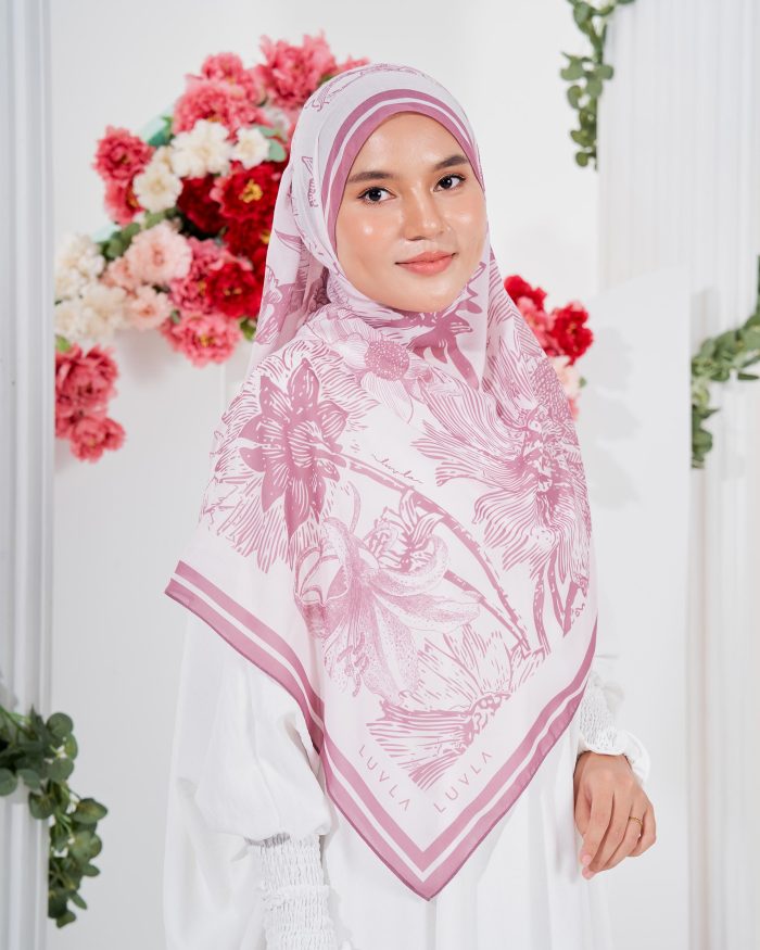Tudung Bawal Cotton Voile Fleur - Spade Pink - Image 2