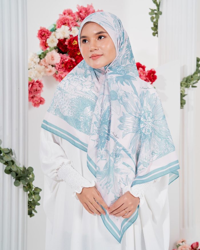 Tudung Bawal Cotton Voile Fleur - Tiffany Mint