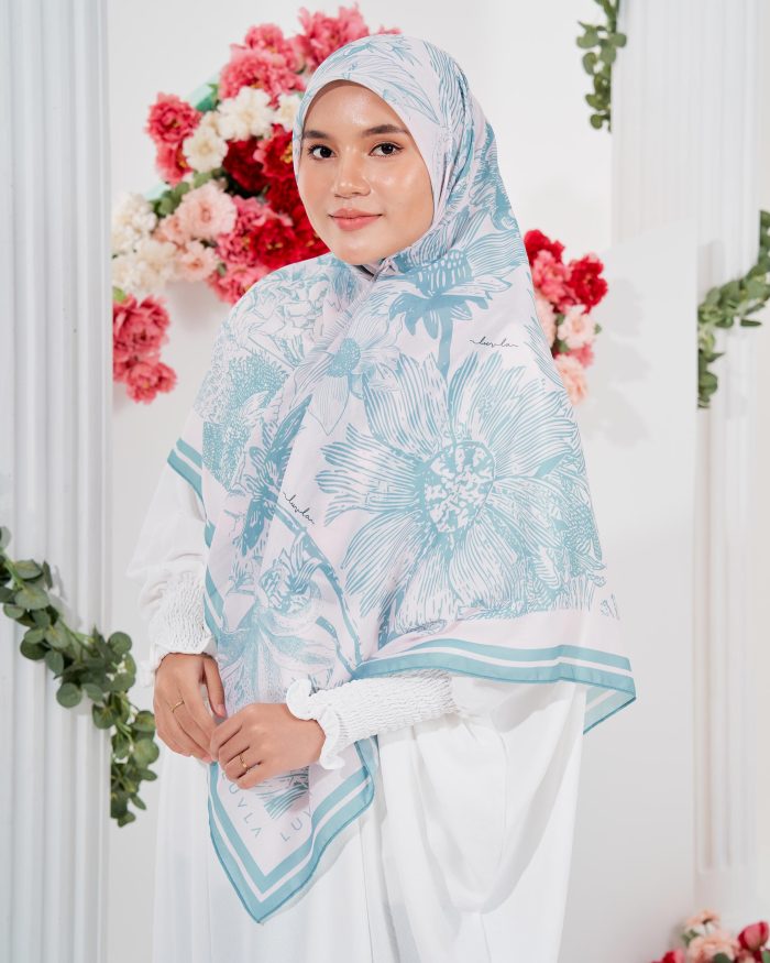 Tudung Bawal Cotton Voile Fleur - Tiffany Mint - Image 2