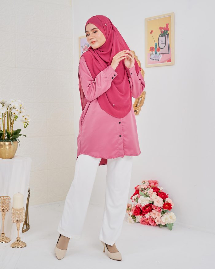 Blouse Satin Ruby - Rouge Pink - Image 2