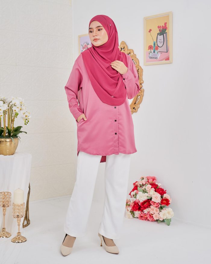 Blouse Satin Ruby - Rouge Pink