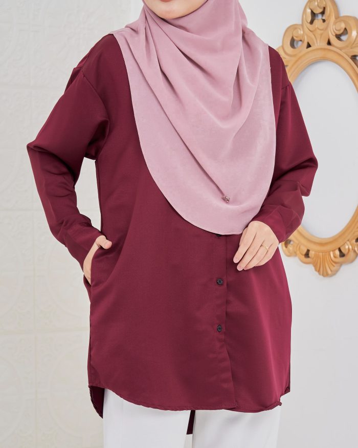 Blouse Satin Ruby - Currant Red - Image 3