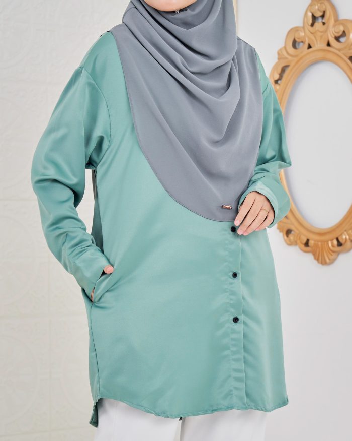 Blouse Satin Ruby - Sage Green - Image 3