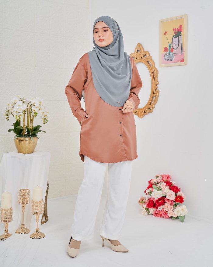 Blouse Satin Ruby - Salmon Coral