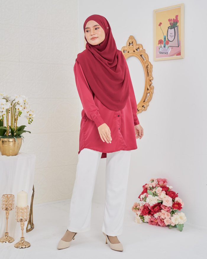 Blouse Satin Ruby - Crimson Red - Image 5