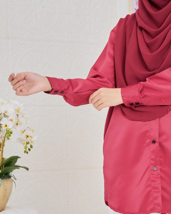 Blouse Satin Ruby - Crimson Red - Image 4