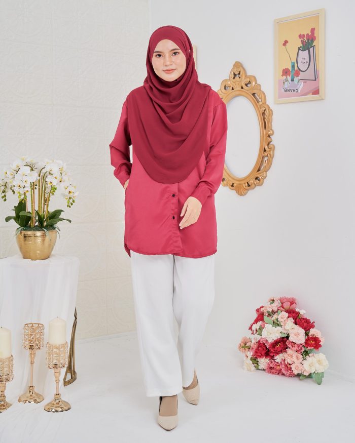 Blouse Satin Ruby - Crimson Red - Image 2
