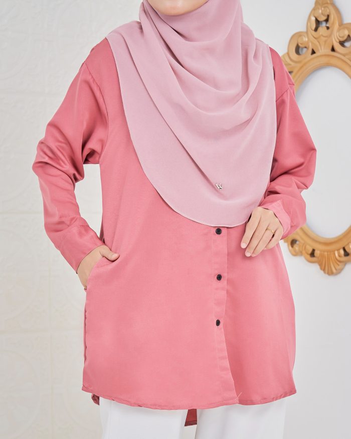 Blouse Satin Ruby - Watermelon Pink - Image 4
