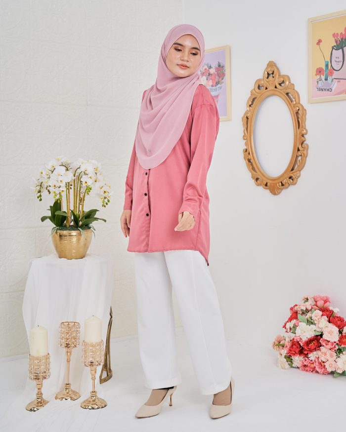 Blouse Satin Ruby - Watermelon Pink - Image 2