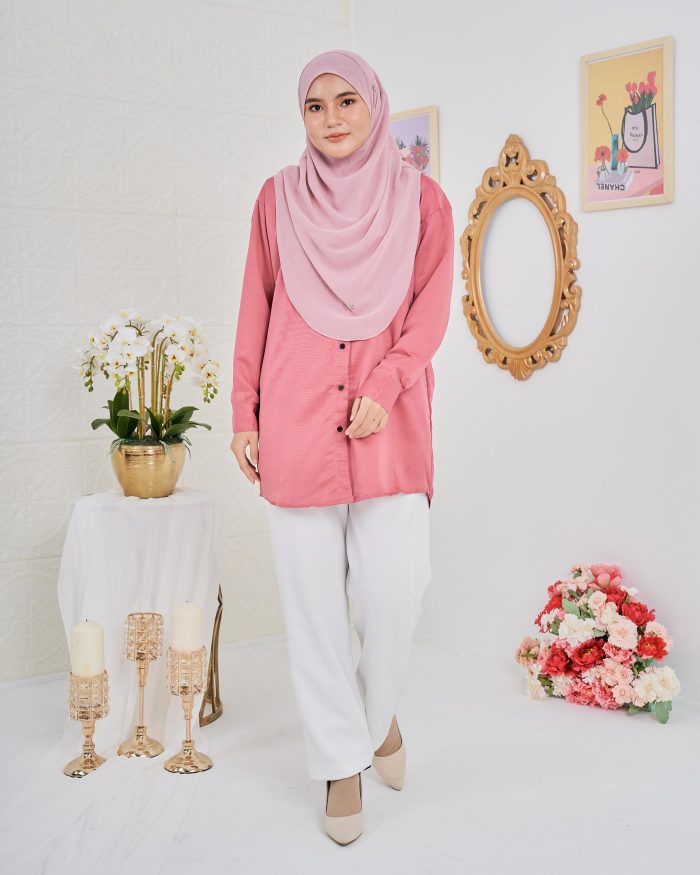 Blouse Satin Ruby - Watermelon Pink - Image 3
