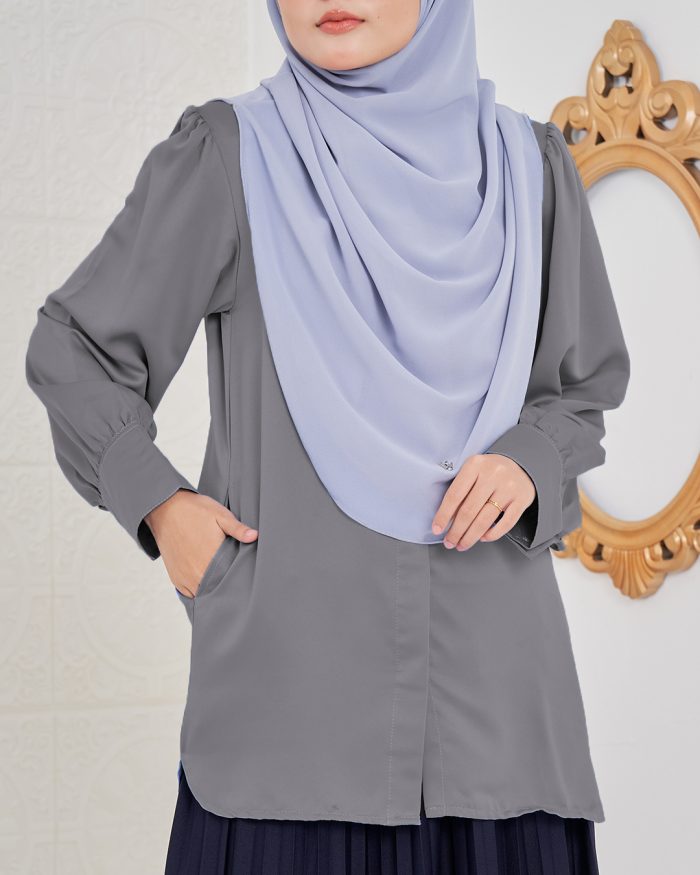 Blouse Satin Ramona - Dusty Grey - Image 4