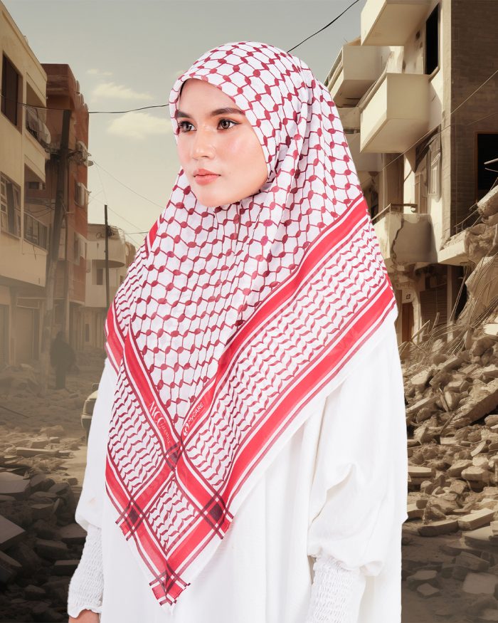 Tudung Bawal MCC Lifestyle x MyCare - I Stand With Palestine Red