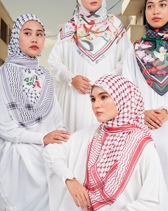 Tudung Bawal MCC Lifestyle x MyCare - I Stand With Palestine Red - Image 5