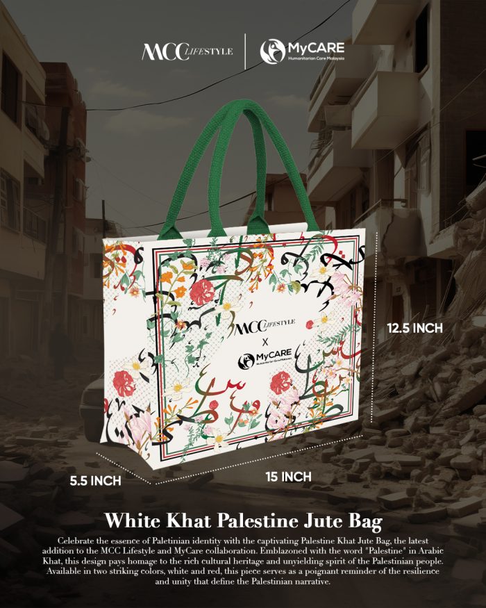 Tote Bag MCC Lifestyle x MyCare - Khat Palestine White - Image 2