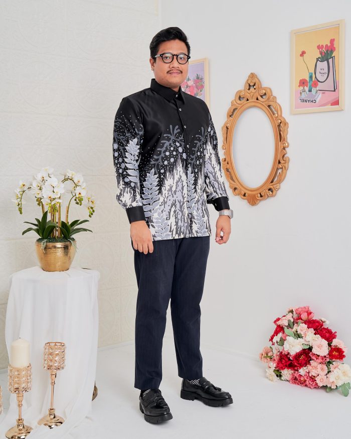 Baju Kemeja Batik Sultan 4.0 - Purnama Black Charcoal