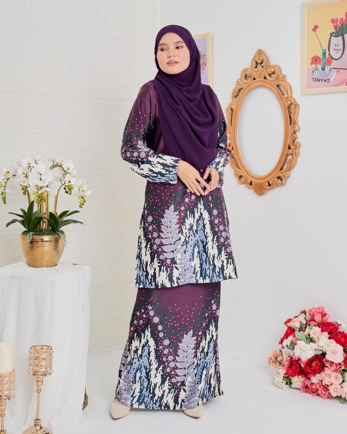 Baju Kurung Moden Batik Sultanah 4.0 - Purnama Deep Purple