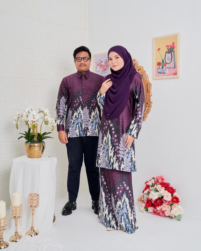 Baju Kurung Moden Batik Sultanah 4.0 - Purnama Deep Purple - Image 5