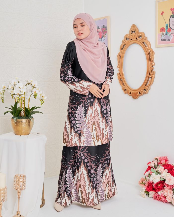 Baju Kurung Moden Batik Sultanah 4.0 - Purnama Sable Black