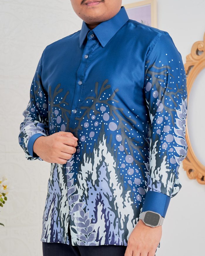 Baju Kemeja Batik Sultan 4.0 - Purnama Yale Blue - Image 4