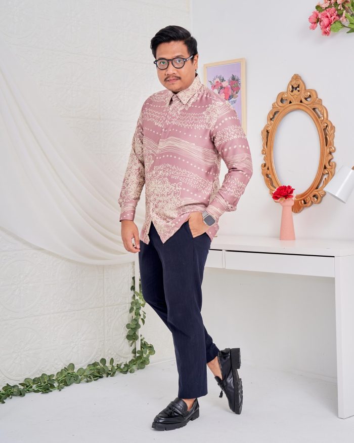 Baju Kemeja Batik Sultan 5.0 - Indera Crepe Pink - Image 3