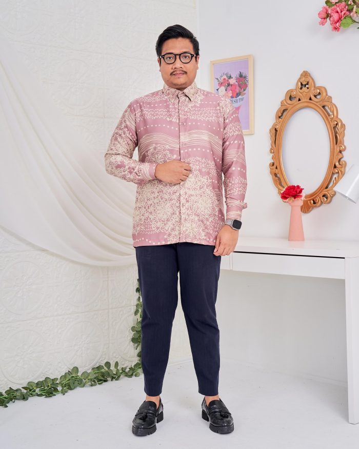 Baju Kemeja Batik Sultan 5.0 - Indera Crepe Pink