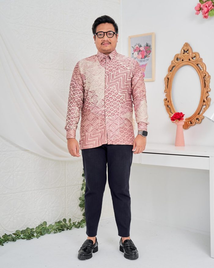 Baju Kemeja Batik Sultan 5.0 - Kayangan Blush Pink - Image 3