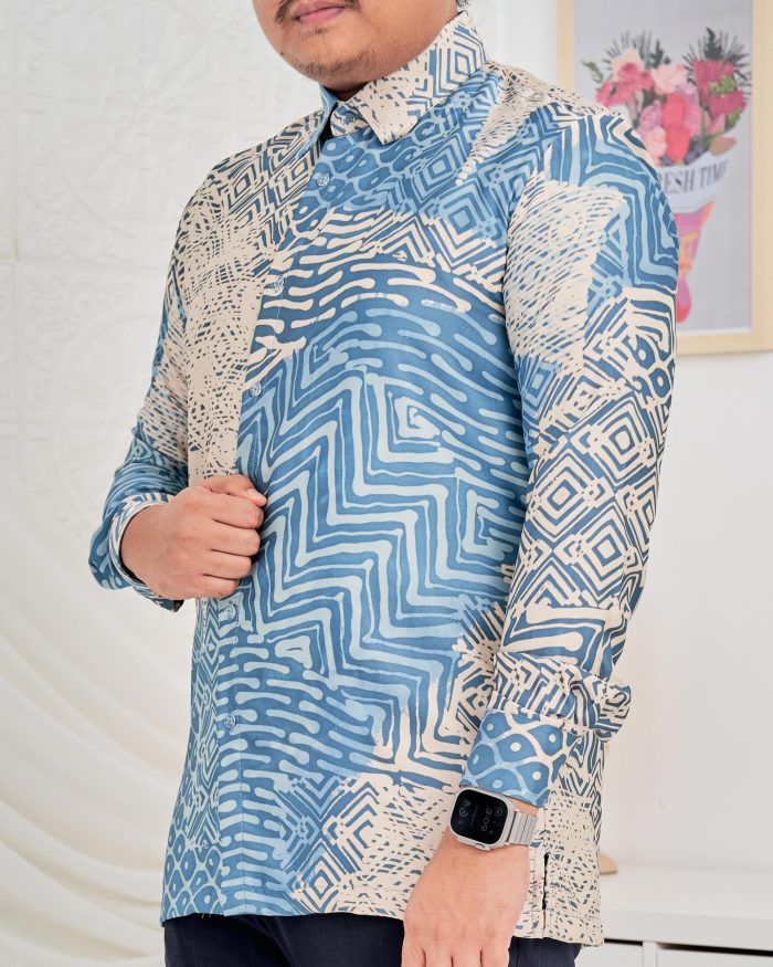 Baju Kemeja Batik Sultan 5.0 - Kayangan Stone Blue - Image 4