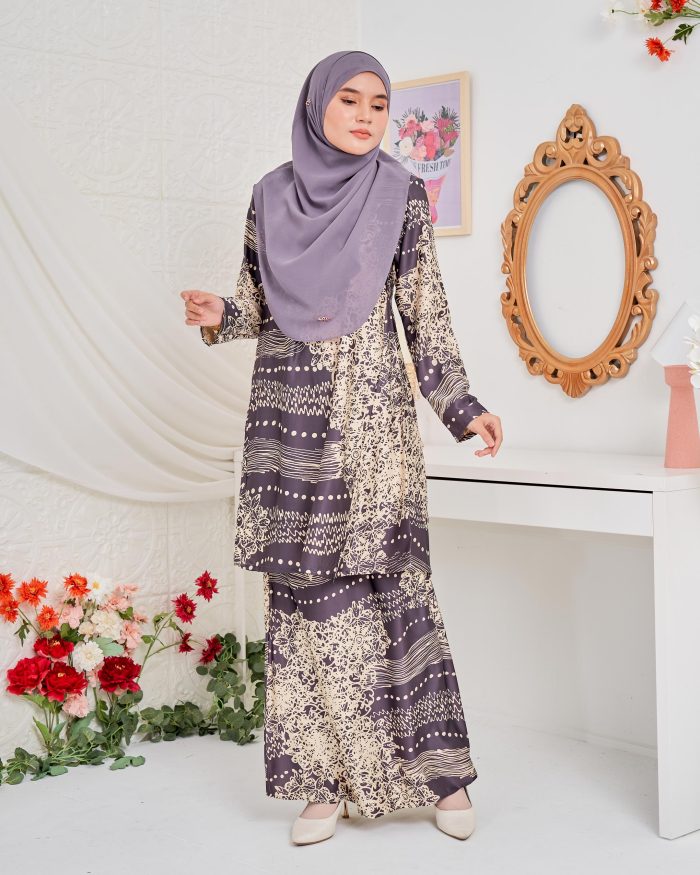 Baju Kurung Pahang Batik Sultanah 5.0 - Indera Mauve Purple