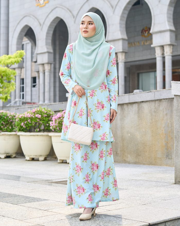 Baju Kurung Riau Larisa Printed - Rosy Mint