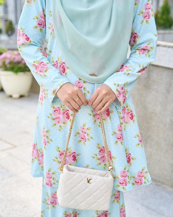 Baju Kurung Riau Larisa Printed - Rosy Mint - Image 5